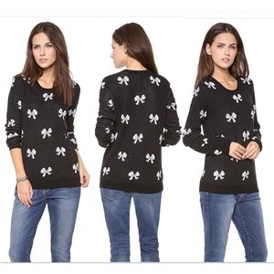 Joie Valera Intarsia Caviar cashmere blend black knit crew neck sweater